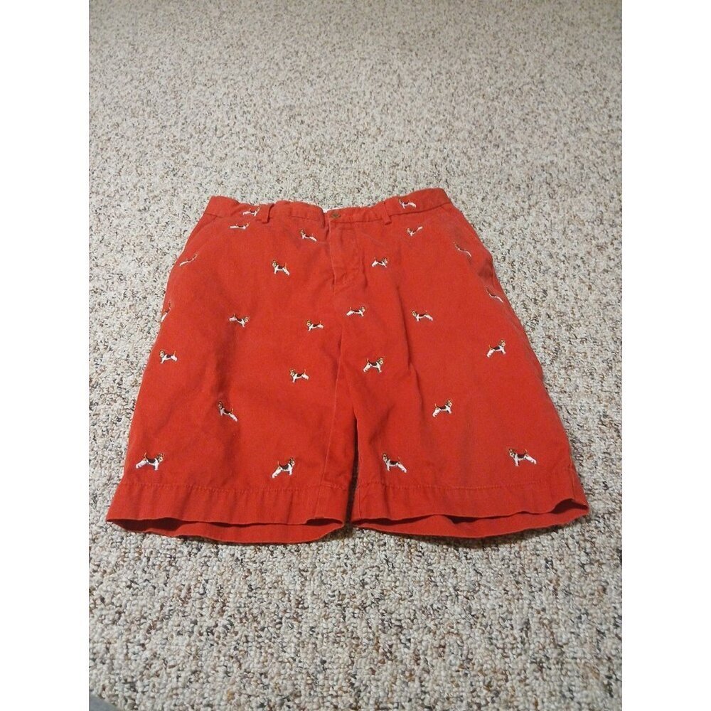 Polo Ralph Lauren Red Chino Shorts embroidered schnauzer dog print Size‎ 33